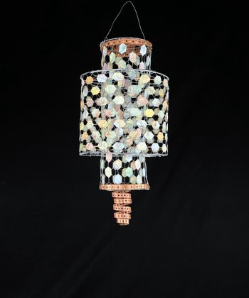 Chaya (life) (2020) - paper, glue, wire, copper strapping on chicken wire - 30” x 16”